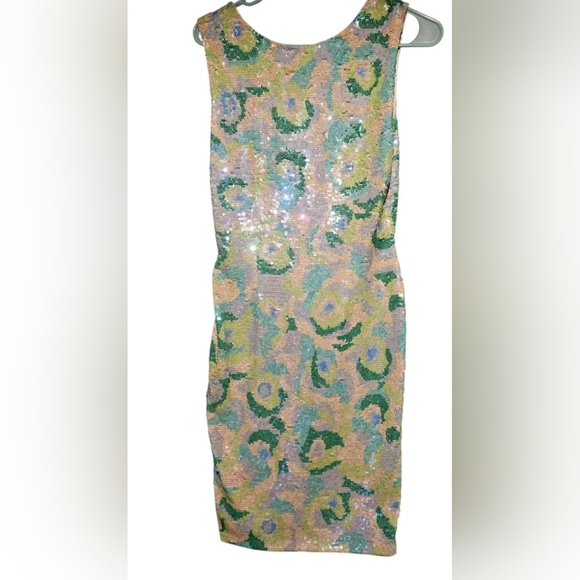 Black Tie Vintage 1990s Pastel Elegant Sequin Dress PTP 18 Size Small EUC - Picture 4 of 6